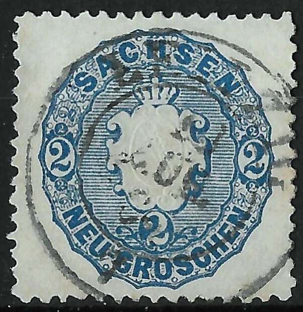 Sachsen 1863 . MiNr. 17a . 2 Ngr . geprüft VAATZ BPP . K2 LEIPZIG.