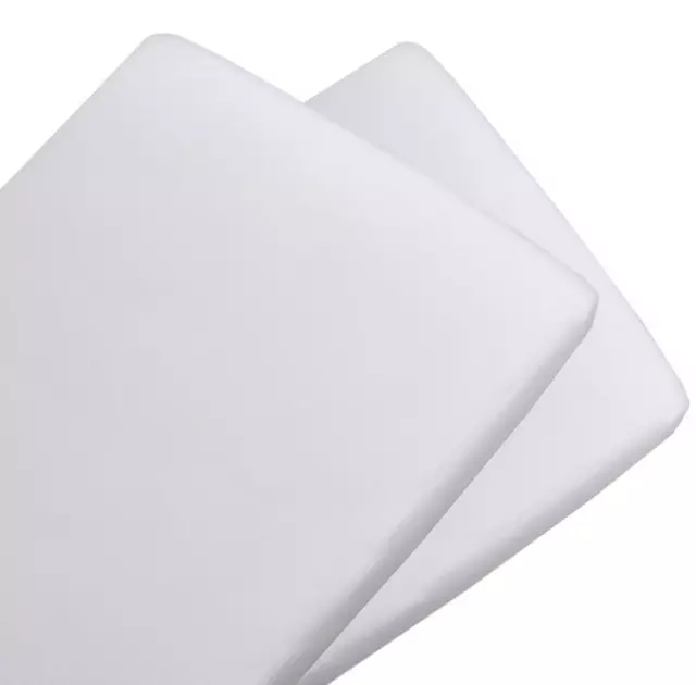 Living Textiles Jersey Cotton Cradle Fitted Sheet 2 Pack (White) - 47 x 92 x 12c