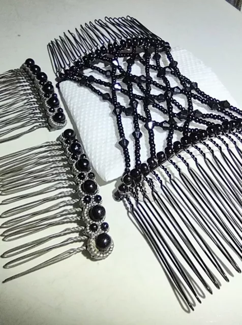 Hairzing Silver • Black Color Beads Hair Double Comb Flexible With Extras!