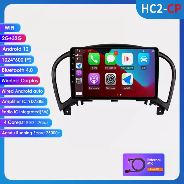 2+32GB Autoradio Carplay GPS Navi WiFi Android 12 Für Nissan Juke 2010-2014 RDS