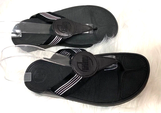 Fitflop Womens Sz 8 Black Flip Flop Sandals Slip On Thongs Wedge 2