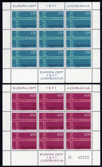 YUGOSLAVIA MNH 1971 SG1455-56 Europa Sheetlets