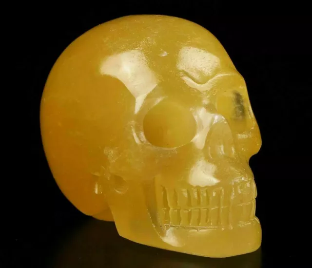 2.2" YELLOW ICE JADE Carved Crystal Skull hand Carved Skull Reiki Healing