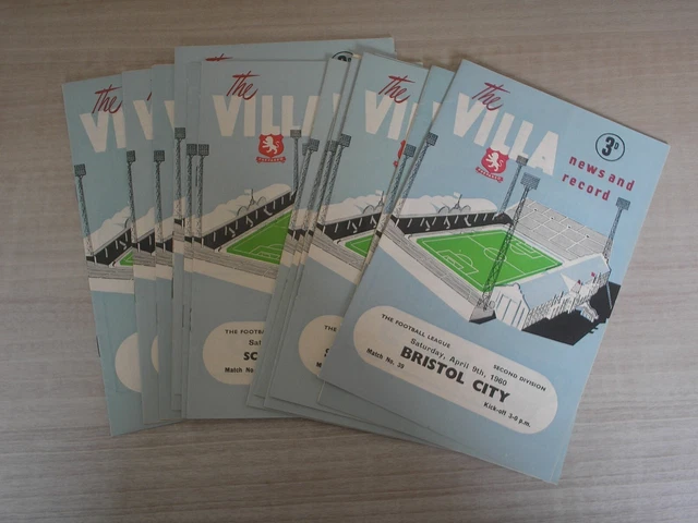 ASTON VILLA 195960 2Nd Division Champions 14 Home Programmes £19.99