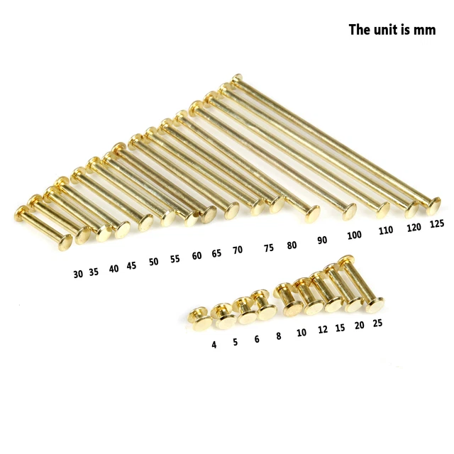 M5 (5 mm) rivets complets, tête plate-fente croisée-écrous-jeu de rivets, cuivre 4