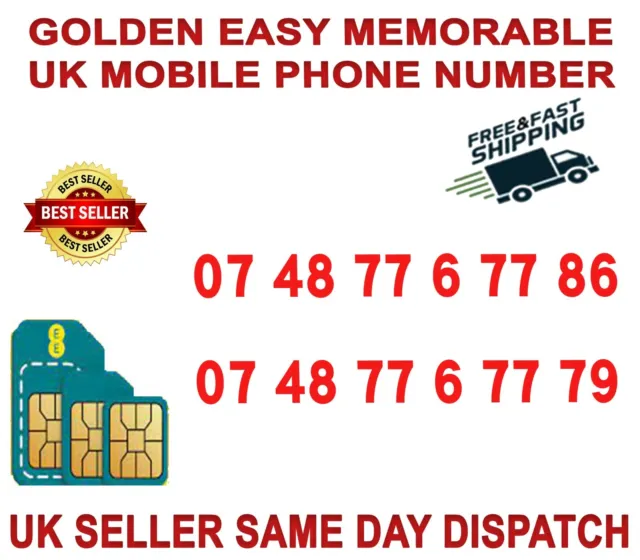 Golden Easy Memorable Uk Vip Mobile Phone Number/Platinum Sim ( Ee Network) B 65