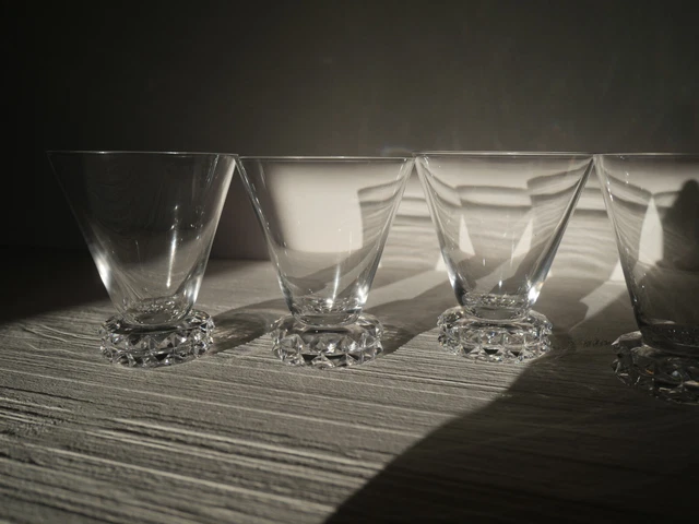 4 verres à vin blanc en cristal Saint ST Louis art déco modèle Diamants 8,1 cm 9