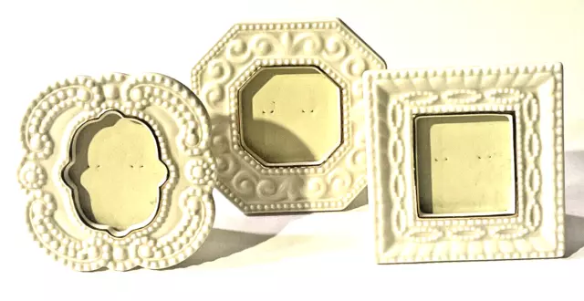 LOT Of 3 Lenox Tiny Porcelain Picture Frame with Gold Trim Square & Other Shapes