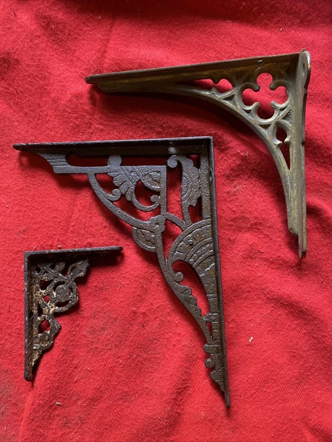 Victorian Metal Brackets 2 Cast Iron 1 Brass Bracket