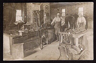 Amazing RPPC of a Blacksmiths Shop. Litchfield, New York? C. 1907 Sign w/ Rates