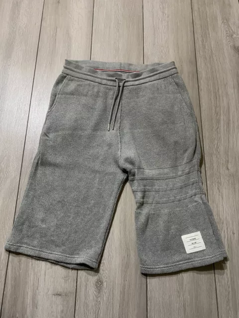 Thom Browne 4-BAR HONEYCOMB PIQUE SWEATSHORT Grey size 4