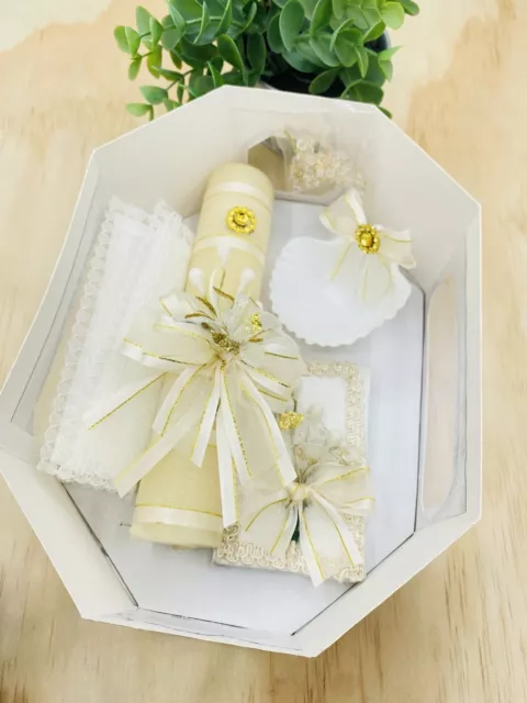 5pcs Baptism Candle Set Favors, Set de Bautizo En Español Nina/Nino IVORY Set