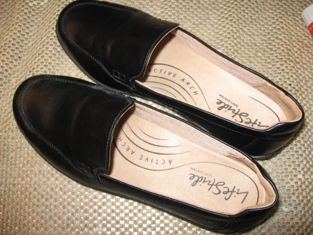 LifeStride Black Loafers Leather Women's Size 8