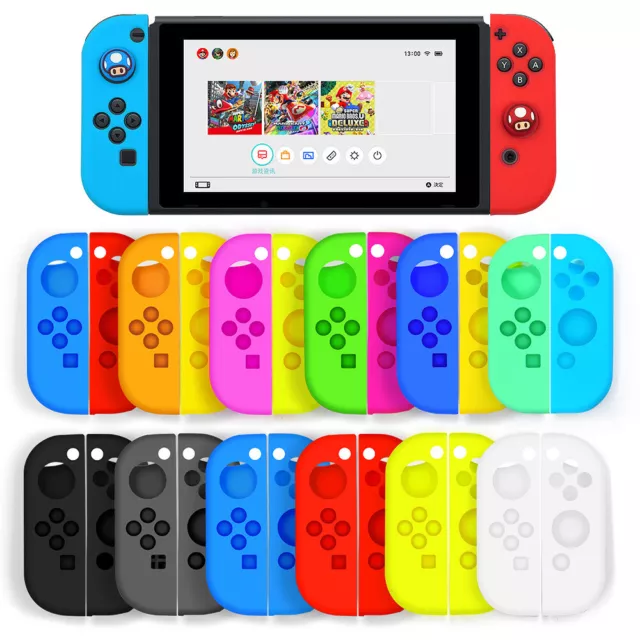 Silicone Soft Case For Nintendo Switch Oled Joy-con Skin Protective Cover Caps