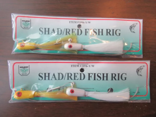 2 Redfish Red Drum Channel Spottail Bass Double Jig Rig 1/4 Oz Yel/Wh Jigs Wire