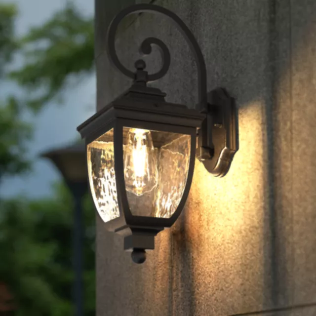 Garden Porch Yard Lamp Wall Lamp Fixtures Outdoor Lantern IP44 E27 Black