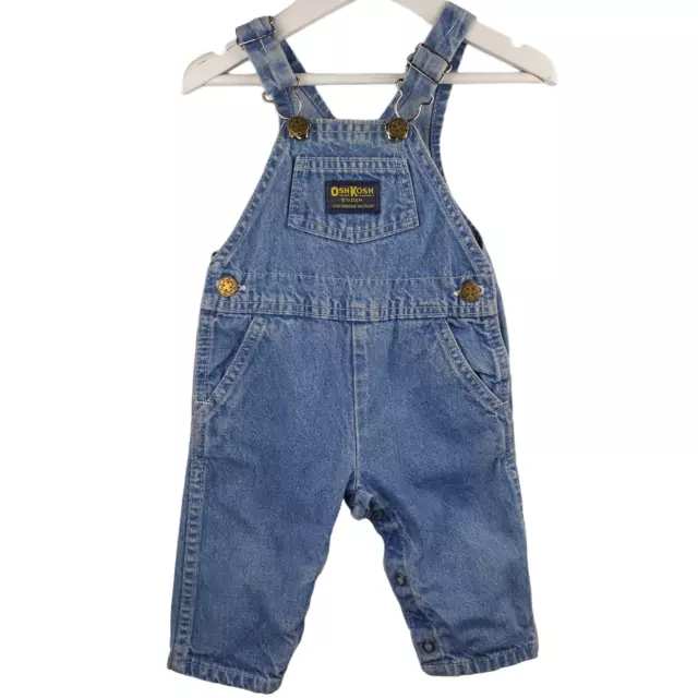 Vtg OshKosh B'Gosh Vestbak Denim Overalls 90's USA Baby Boy Girl 6-9 Mth Cotton