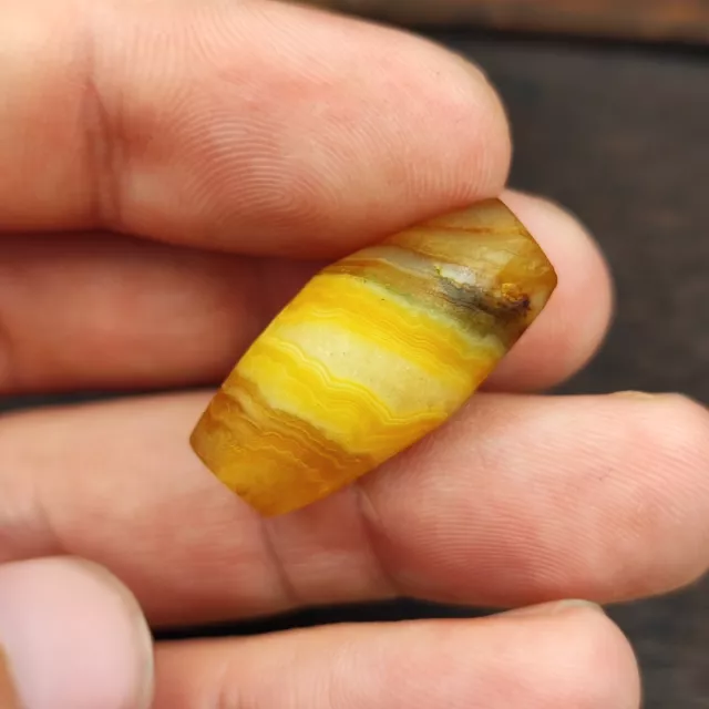 AA Antique Yemeni Old Crystal Agate Middle Eastern Red, yellow Agate Bead -7Y