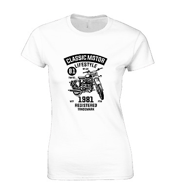 Classic Motorcycle Club Ladies T Shirt Motorbike Biker Design Gift Idea Top