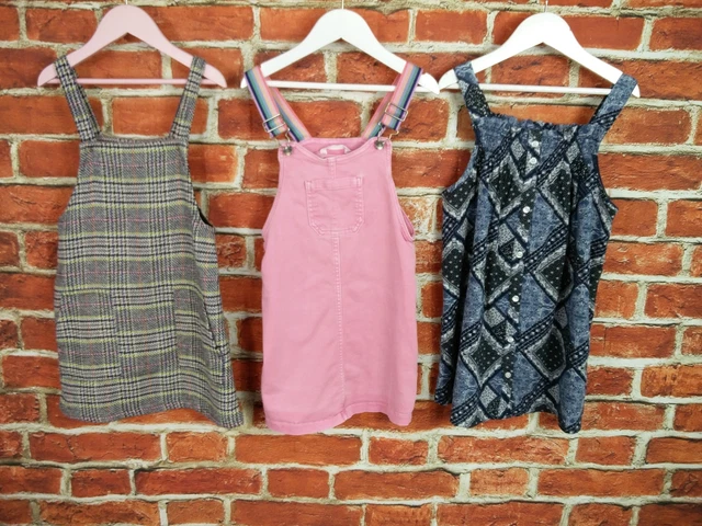 Girls Bundle Age 5-6 Years Next Tu M&S Pinafore Dress Dogtooth Denim Kids 116Cm