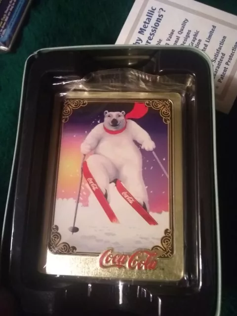 Coca cola metal trading cards # 1-5 paper insert featuring Coca-Cola polar bears