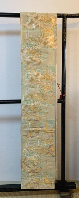 Japanese Kimono Fukuro Obi ( Kimono Sash) Silk RealGold (Ⅽlassic GionⅭart)2items