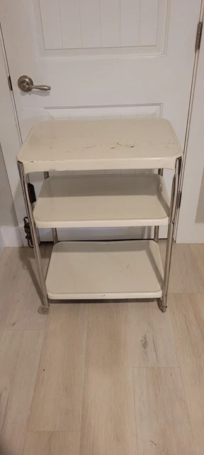Vintage Cosco 3 Tier Rolling Cart White Mid Century with Chrome Legs Electrical Vintage Cosco 3 Tier Rolling Cart White Mid Century with Chrome Legs Electrical