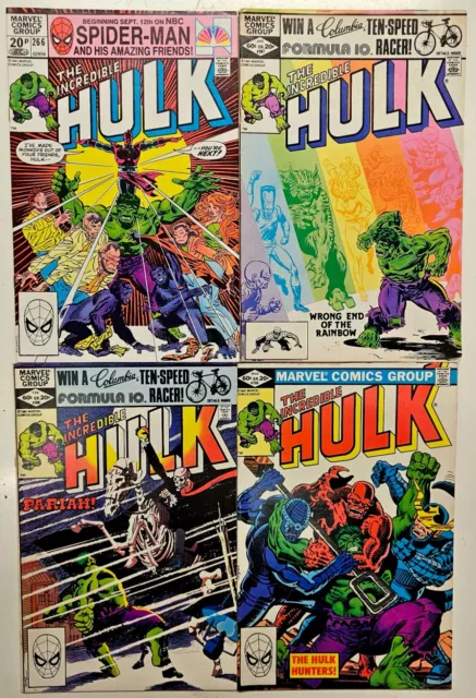 Marvel Comic Bronze Age Incredible Hulk 4 Key Issue Lot 266 267 268 269 VG/FN