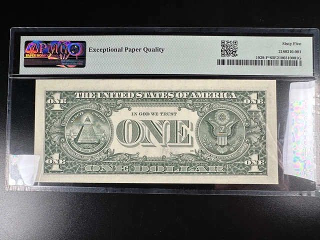Unique SN 03810801 Gem Graded PMG 65 EPQ Star Federal Reserve Note fr 1929-f* 5