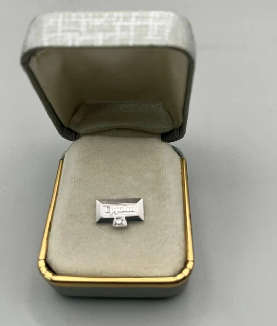 Vintage Upjohn Pharmaceuticals Company Tie Tack Diamond Chip Marked 14KT