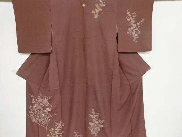 42384# Japanese Kimono / Antique Kimono / Embroidery / Kiku With Bush Clover