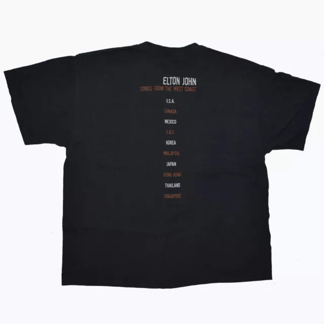 VTG ELTON JOHN Concert Tour T Shirt size XL Black Faded 2001 West Coast ...