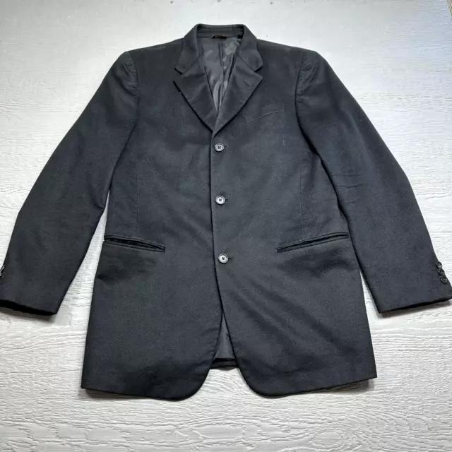 Donna Karan Cashmere Coat Mens 40 Long Black Blazer 3 Button Sport Formal