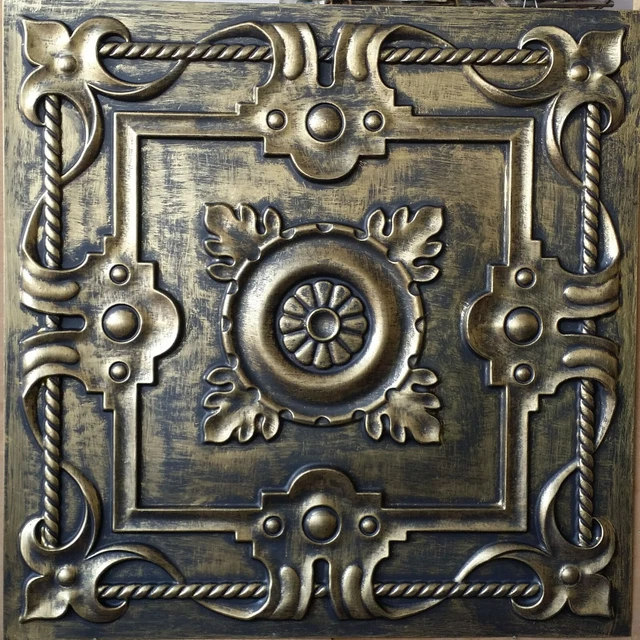 Drop in Ceiling tiles Faux tin ancient gold decor Bar wall panels PL29 10pcs/lot