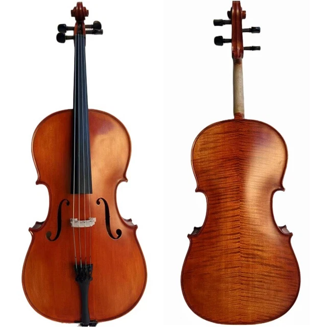 Hand carved 1/4 Child  Cello,Flamed Maple back,Loud Deep Tone Free Bag bow 15688
