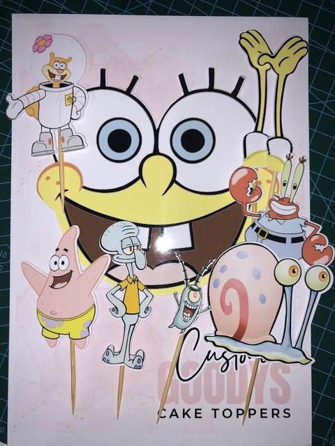 SPONGEBOB KUCHEN TOPPER Geburtstag personalisiert Mädchen Jungen Name ...