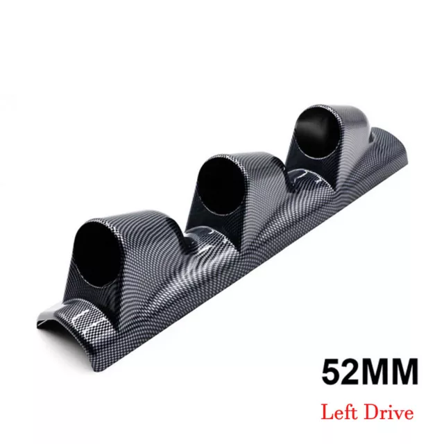 Universal Pillar Dash Panel Trim Mount Carbon Fiber Look 3-Hole Gauge Pod Holder