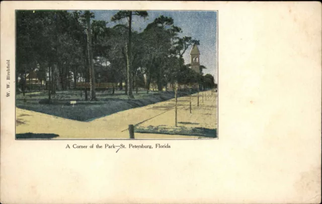 St Petersburg Florida FL Park Corner c1910 Vintage Birchfield Postcard