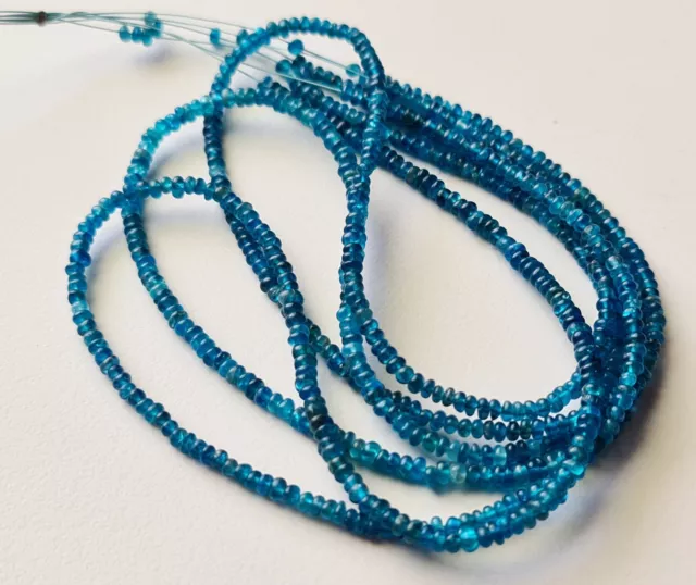 3-3.5mm Néon Apatite Bleads, Bleu Uni Rondelle Perles, 38.1cm