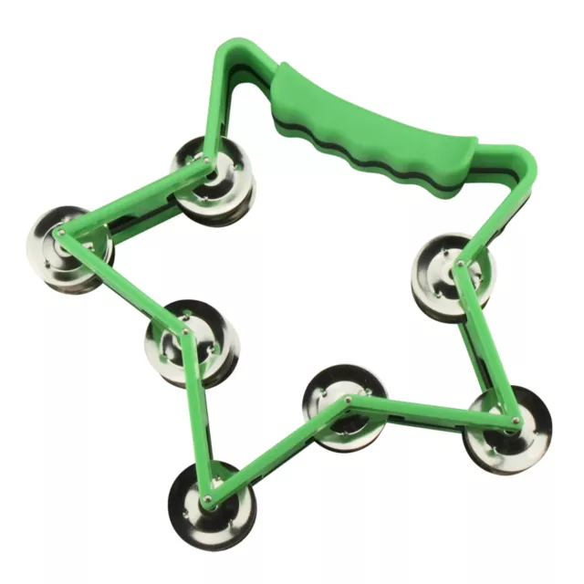 New Drumfire Star Shape Tambourine Kids Percussion Rhythm Toy Double Row (Green)