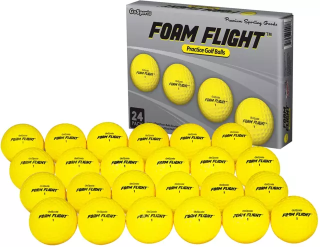 Yellow (GOLF-BALLS-FF-24-YELLOW) Foam Flight Practice Golf Balls 24 Pack