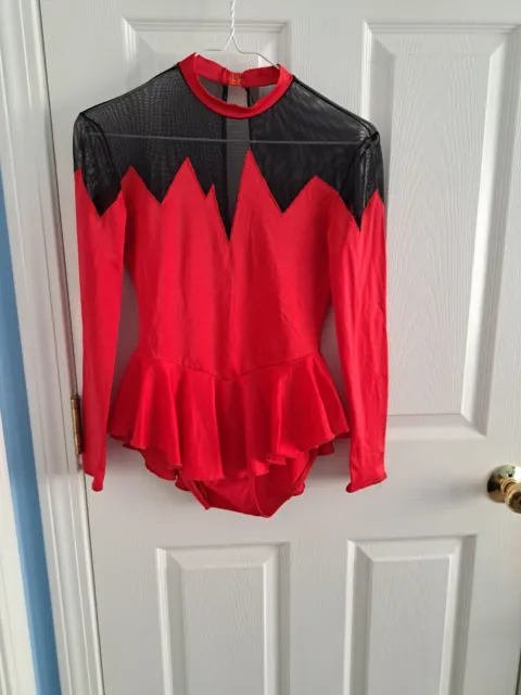 Red & Black Ice Figure Skating Dress by Unicorn Sport - Size Small