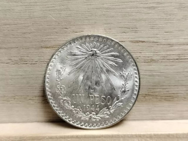 1944 M Un Peso Mexico Silver Coin