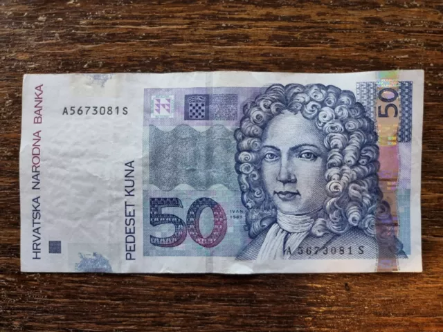 Croatia, Hrvatska Narodna Banka / 50 Kuna Banknote Serial No. A5673081S