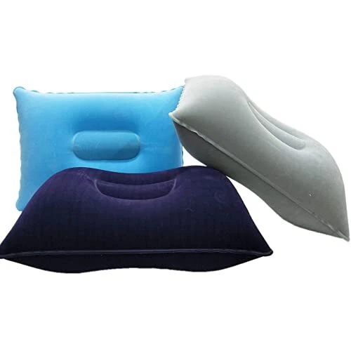 3 Pack Ultralight Inflatable Camping Travel Pillow Small Squared Flocked