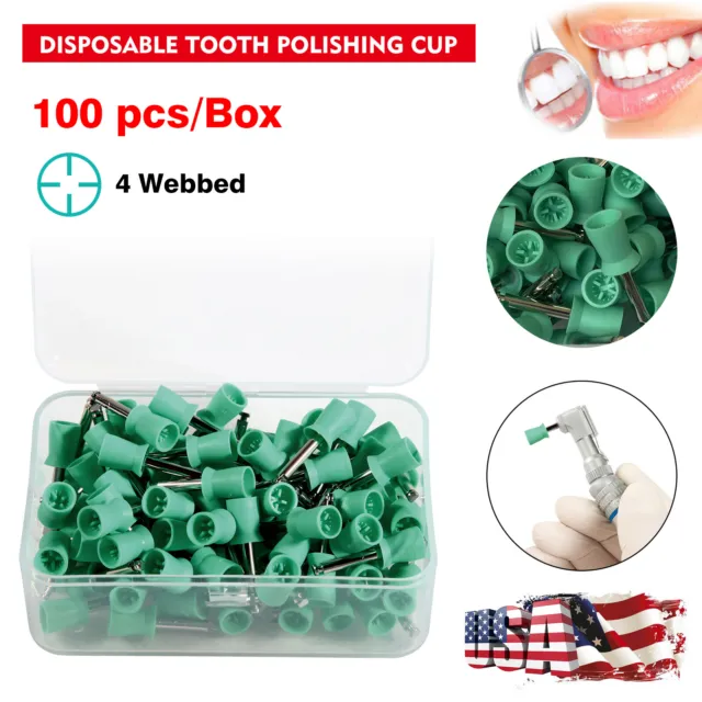 USA Stock 100piece Dental Prophy Polish Polishing Rubber Cup Brush Latch Soft