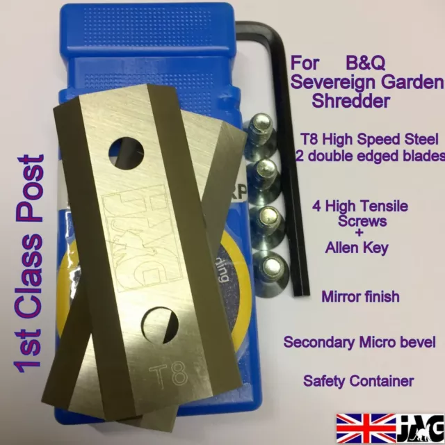 T8 HS Steel for B&Q SOVEREIGN Garden SHREDDER Blades, A complete Replacement kit