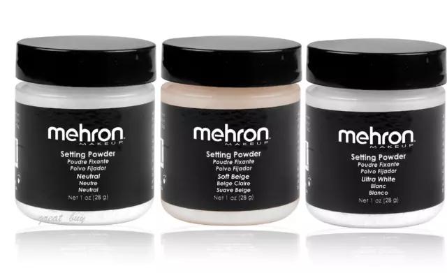 Mehron UltraFine Setting Powder Neutral,Soft Beige,Ultra White 1oz (28 g) Makeup