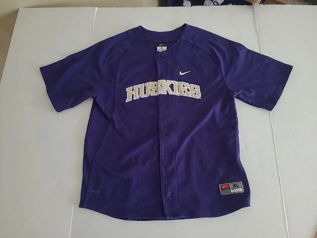 NIKE University of Washington UW Baseball Youth Boys XL Jersey Dri Fit Purple