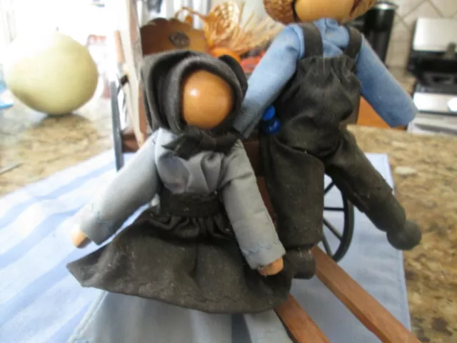 Antique Hand Made Wooden Tinker's Wagon With Amish Couple 2